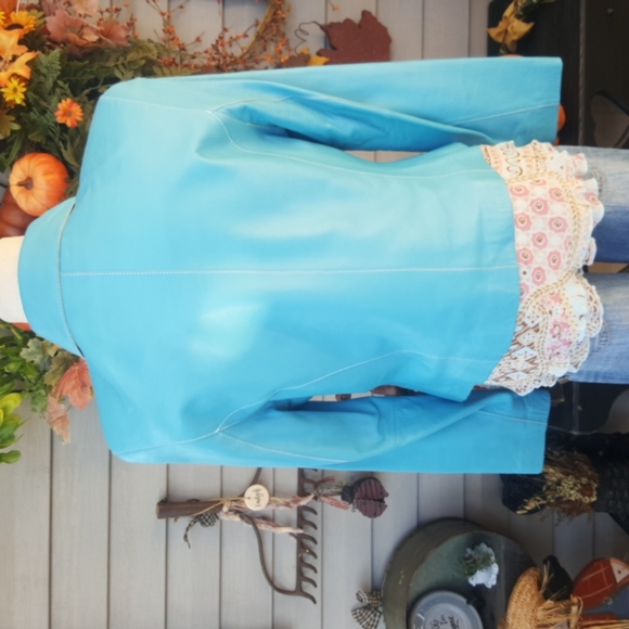 NICOLA BERTI ♡ RARE Gorgeous Turquoise Soft Genuine Italian Leather Jacket  S - Picture 8 of 16